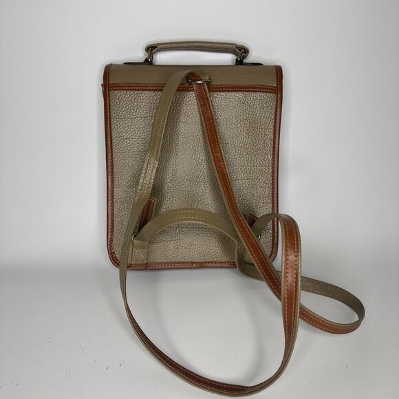 Rare Vintage Korean Pebbled Leather Backpack Turn Lock Natural Tan Brown - Picture 2 of 16